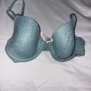 PINK Victoria's Secret Leopard Print Lace Bra in Soft Blue